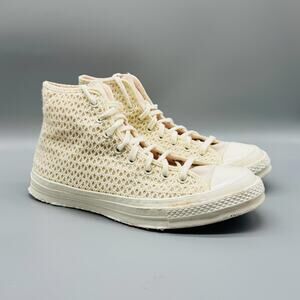 Converse Shoes Womens 9.5 Ivory Chuck Taylor All Star Crochet High Top Sneakers